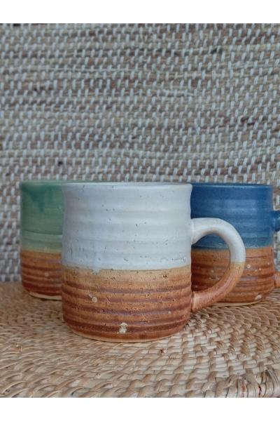 Ceramic Mug - Off White and Terracotta